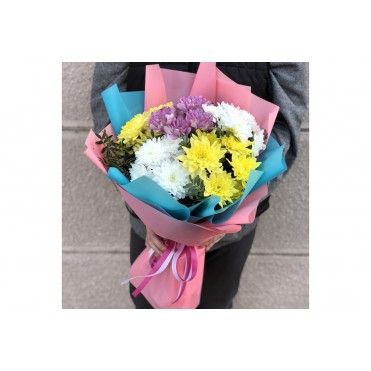 Букет із 5 хризантем мікс