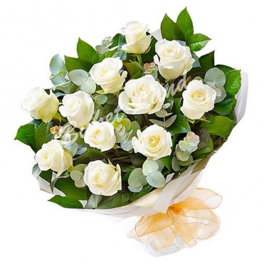 13 білих троянд Аваланч 60 см