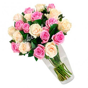 19 роз микс «бежево-розовая» 60 см 19 роз микс «бежево-розовая» 60 см