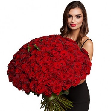 101 красная роза Гран При 60 см