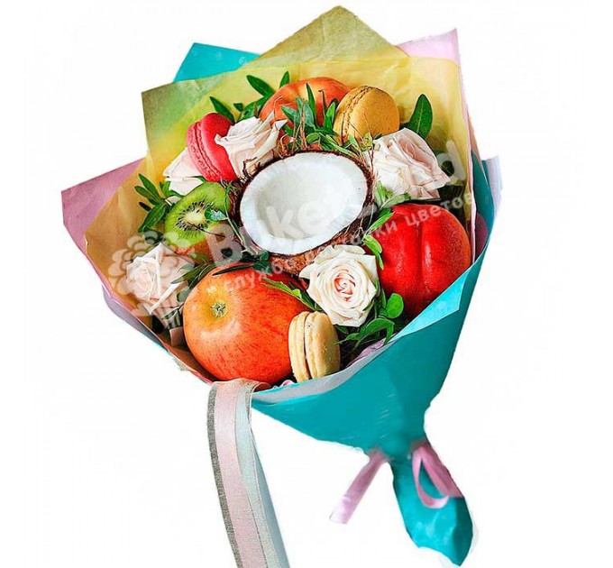 Букет из фруктов и цветов «Настроение» | размер M