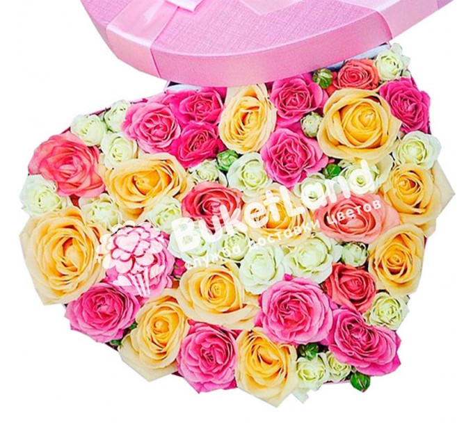 Коробка із квітами у вигляді серця 2 | розмір L