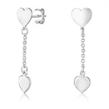 Срібні сережки «Сердечки» без вставки