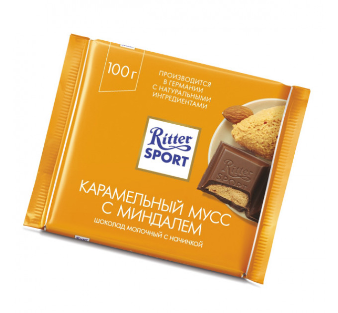 Шоколад молочний Ritter Sport Карамельний мус з мигдалем 100г