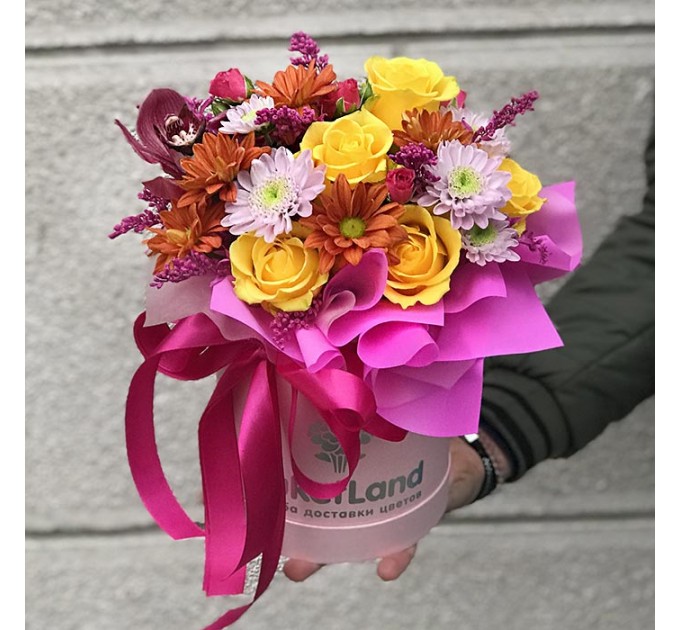 Цветы в шляпной коробке «Тиффани»