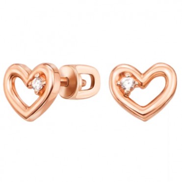 Золота каблучка «Серце» з фіанітами.